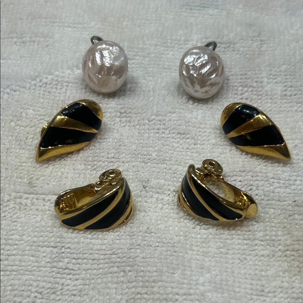 Vintage Clip On set of 3 Earrings including 2 Monet